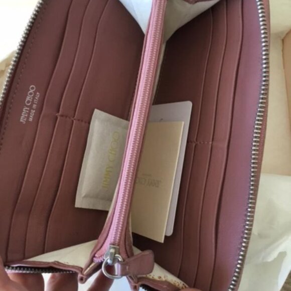 Jimmy Choo Star-Studded Wallet in Mauve Pink Leather Full Zipper Closure - Picture 11 of 12